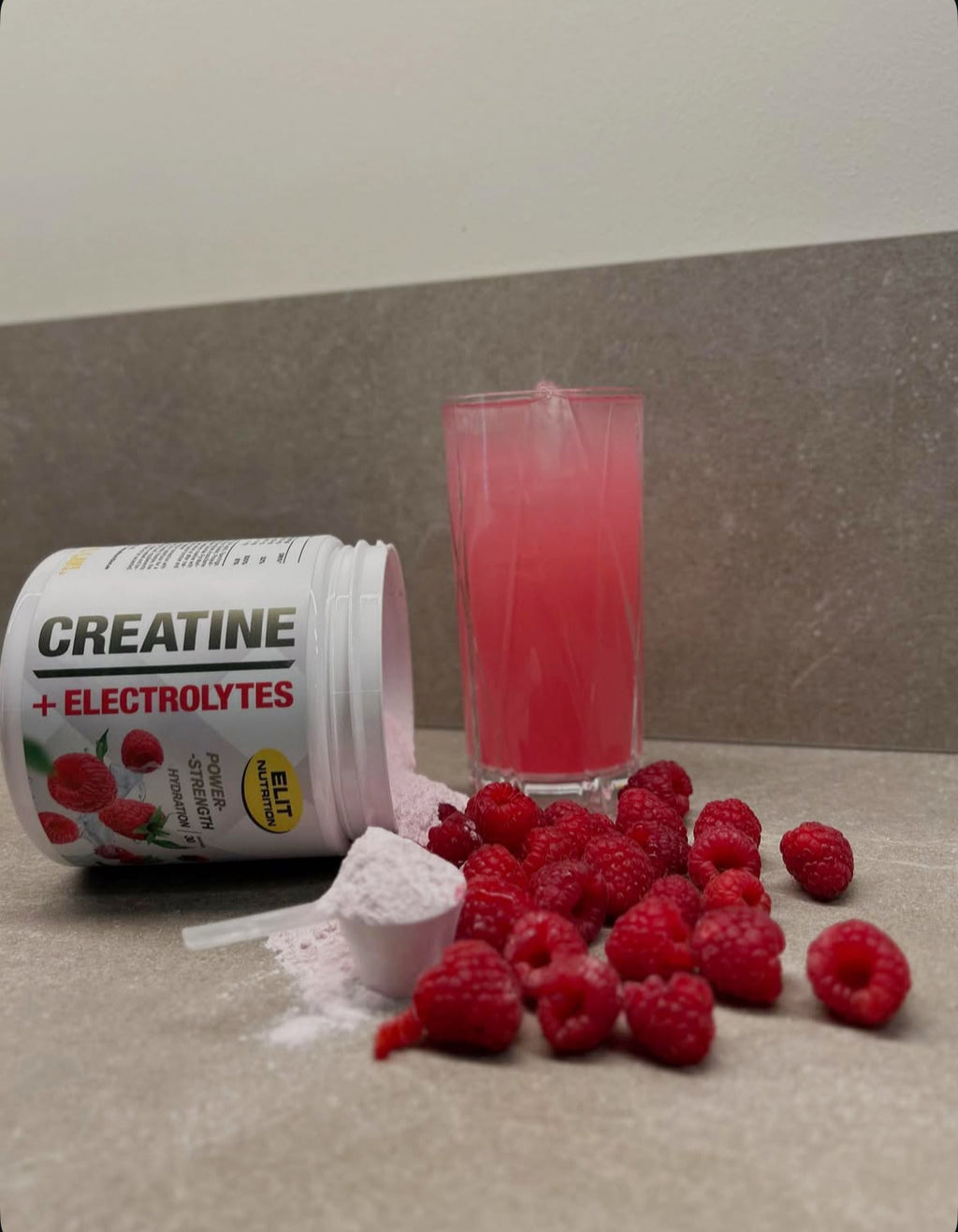 Kreatin + Elektrolyter, 270 g - Raspberry