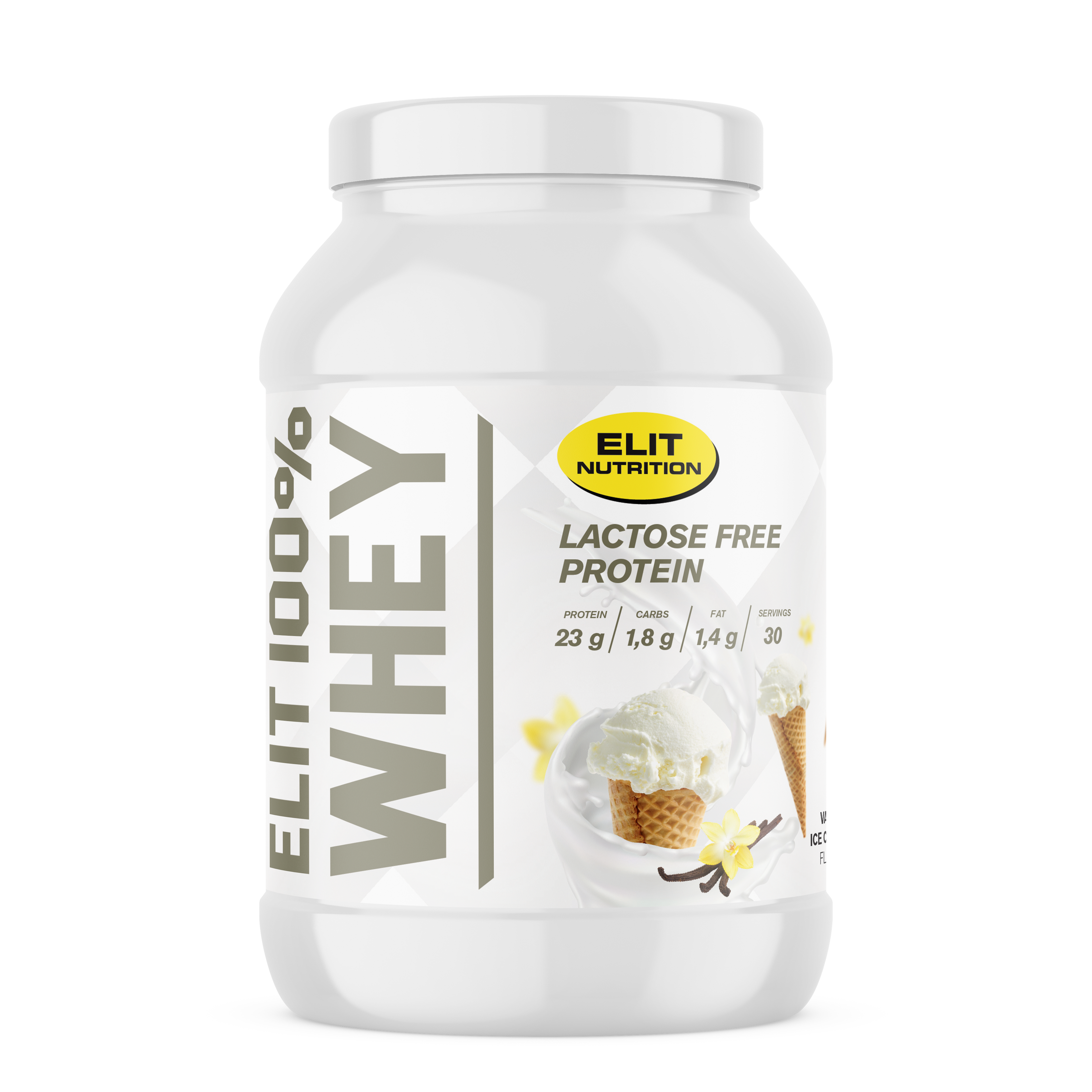 ELIT 100% Whey Protein LAKTOSFRI, 900g - Vaniljglass