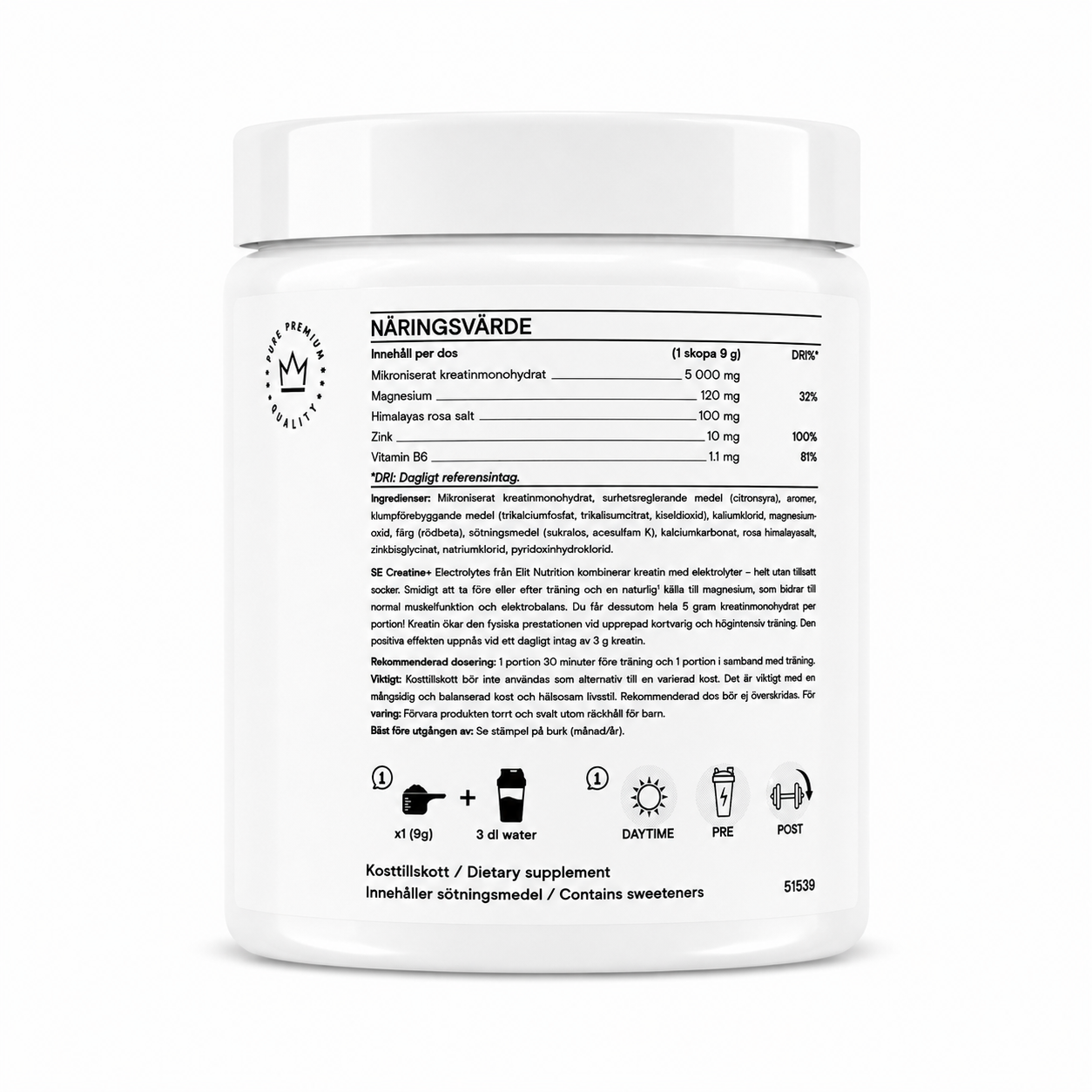 Kreatin + Elektrolyter, 270 g - Vattenmelon
