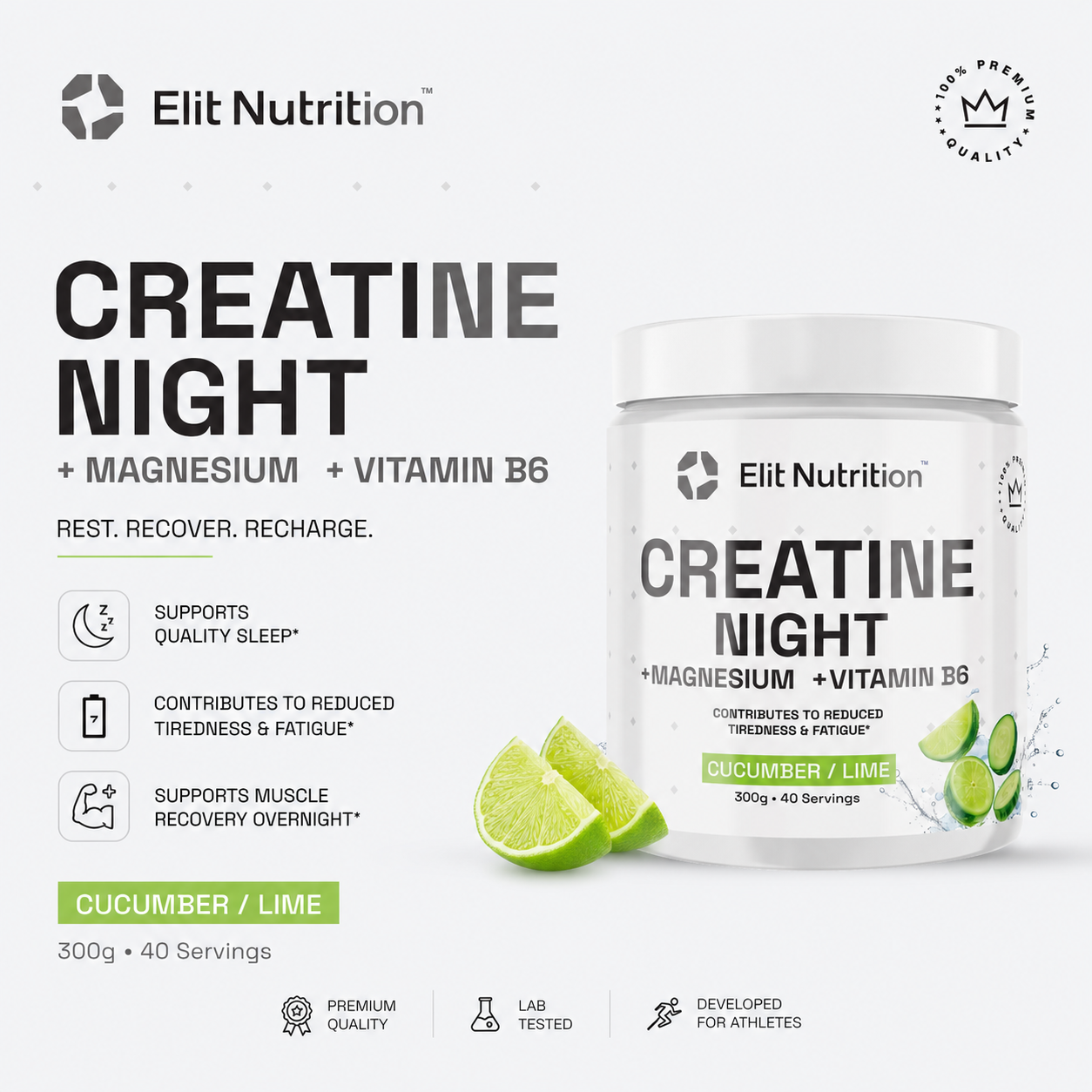 Creatine Night + Magnesium + Vitamin B6 – Cucumber/Lime