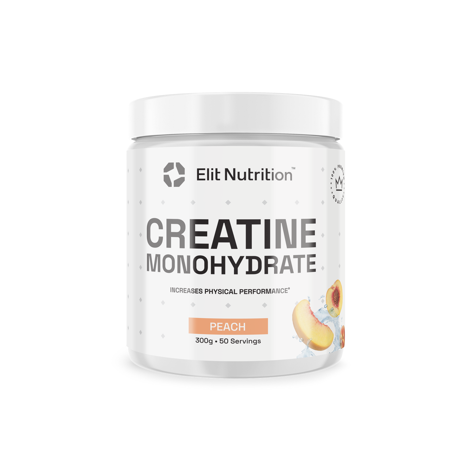 Kreatin monohydrat, ELIT - 100% Pure, 300g - Peach