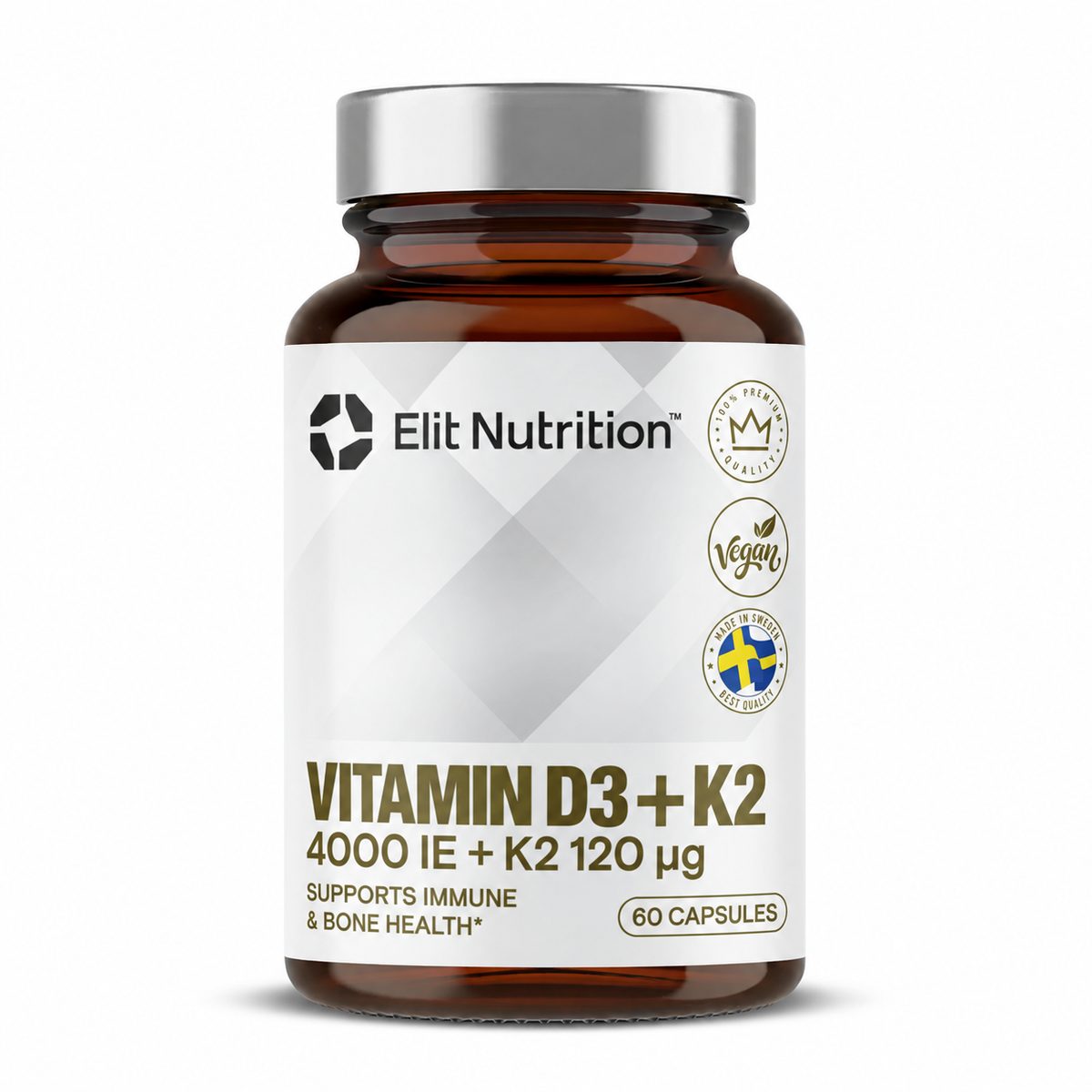 VITAMIN D3 + K2 - 4000IU, 60 kapslar